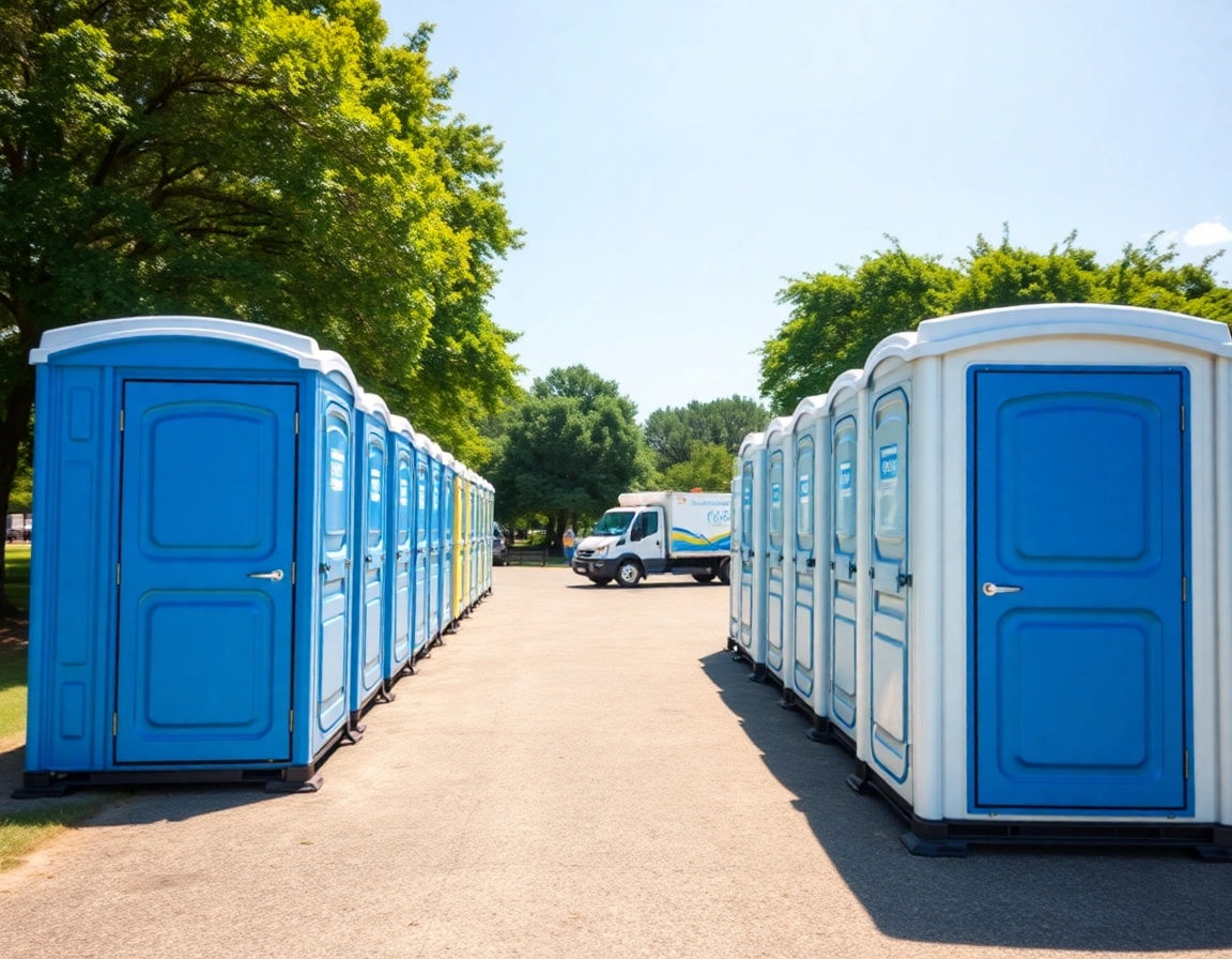 young-man-waiting-in-front-of-portable-toilet-duri